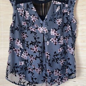 Daniel Rainn Floral Lace Blouse - Gray and Pink